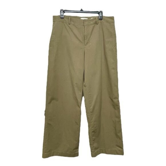 VINCE High-rise cotton twill wide-leg pants in Artichoke Size 12 - Picture 5 of 16
